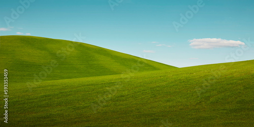 Green rolling hills of Tuscany region in Italy