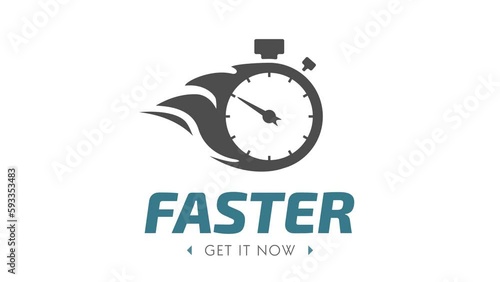 Faster logo - stopwatch as fire - ungent rapid concept