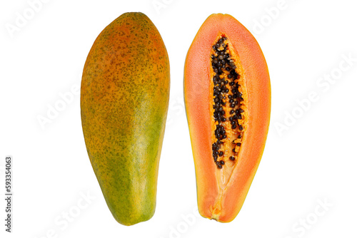 papaya inside and out on a blank background. PNG