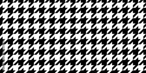 Pepita seamless pattern. Repeating pepito texture. Black houndstooth on white background. Repeated abstract argyles for design bw prints. Repeat hound dogstooth plaids dogtooth. Vector illustration photo