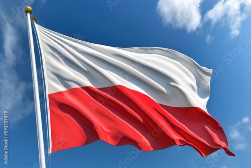 Polish flag waving in the wind, Polska