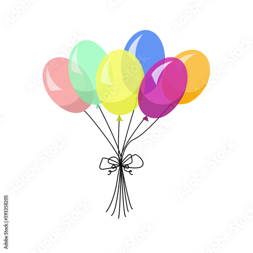 Balloons bouquet with ribbon, Pastel color birthday balloons 