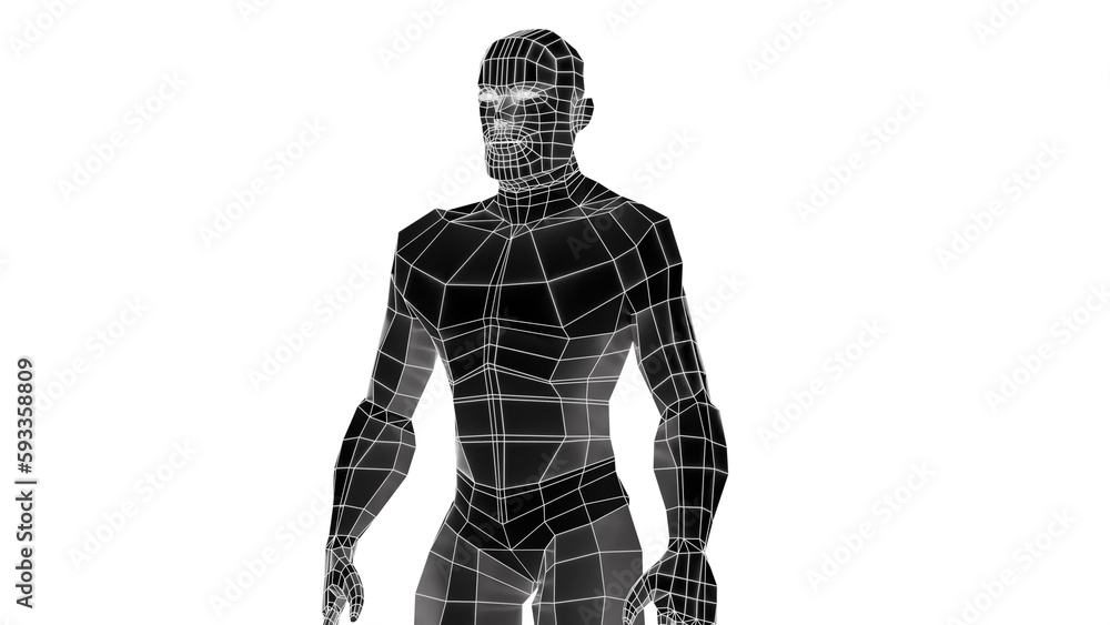 Obraz premium black and white body 3d wireframe robot