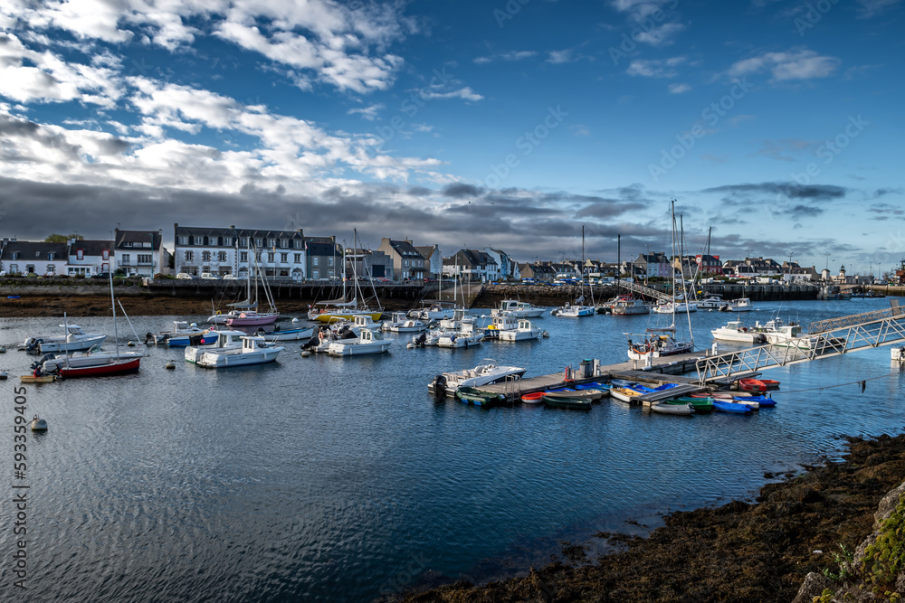 Harbor And Fishing Boats Of Finistere City Guilvinec At The Coast Of Atlantic In Brittany, France