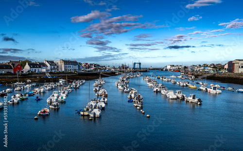 Harbor And Fishing Boats Of Finistere City Guilvinec At The Coast Of Atlantic In Brittany, France