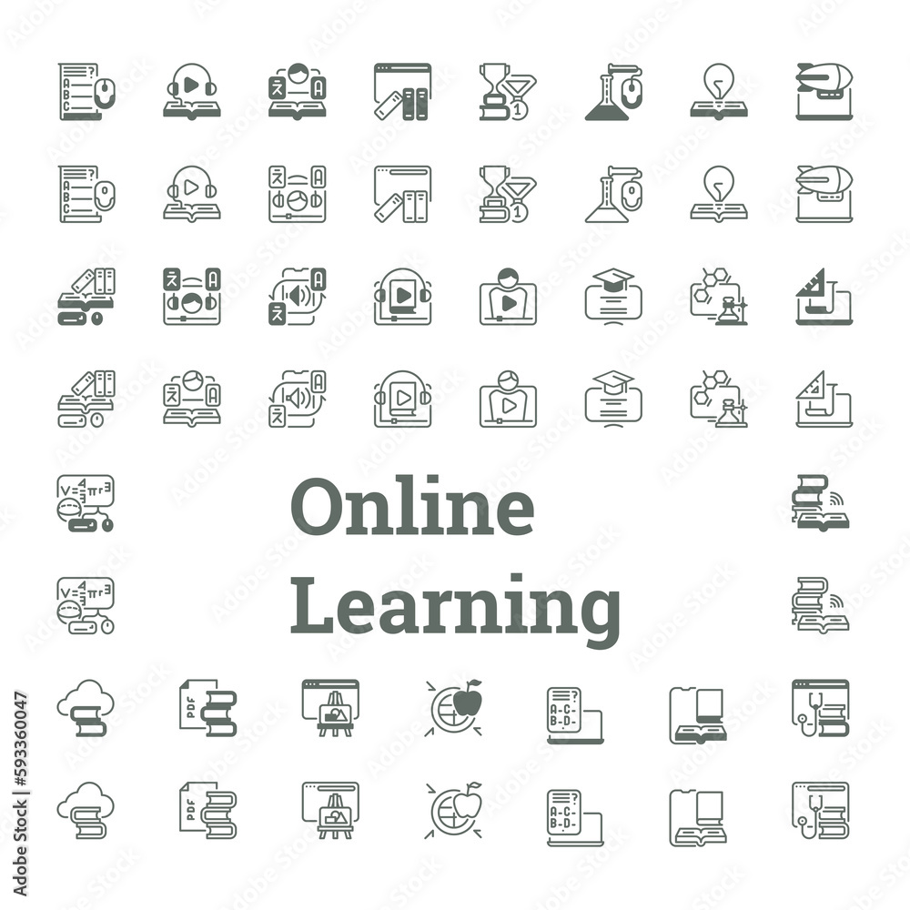 Online Learning Essentials: Icon Set Online Learning Essentials: Icon Set