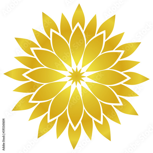 Golden lotus geometric style vector illustration, vesak day element design