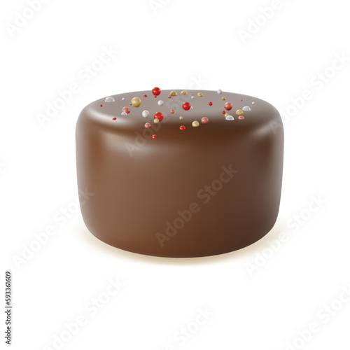 Realistic Detailed 3d Chocolate Candy with Sprinkles Isolated on a White Background. Vector illustration of Sweet Cocoa Dessert of Sweet Cocoa Dessert
