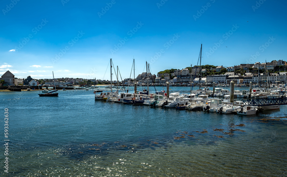 Boats in The Harbor of City Audierne At The Finistere Atlantic Coast In Brittany, France Boats in The Harbor of City Audierne At The Finistere Atlantic Coast In Brittany, France