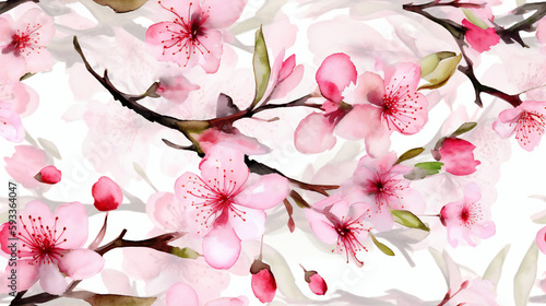 seamless pattern Blumenmuster Kirschblüte Generative AI © Zanni