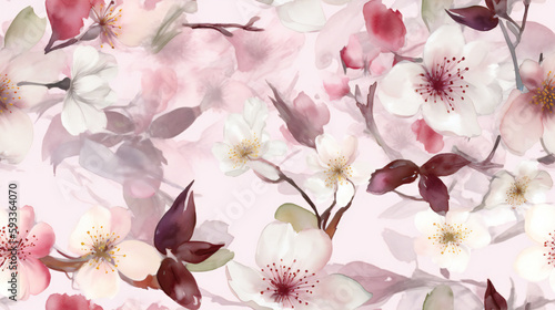 seamless pattern Blumenmuster Kirschblüte Generative AI © Zanni