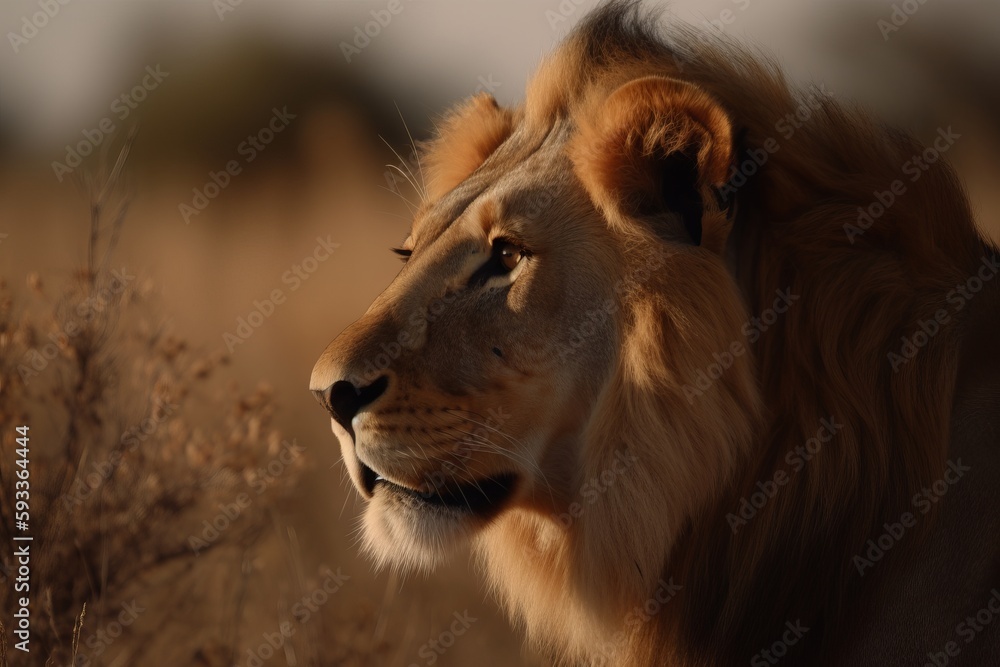 Capture the majesty of a lion as it roams across the savannah