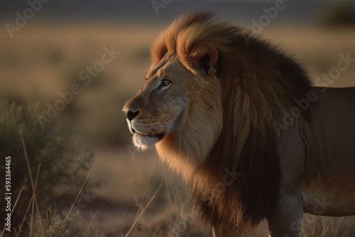 Capture the majesty of a lion as it roams across the savannah