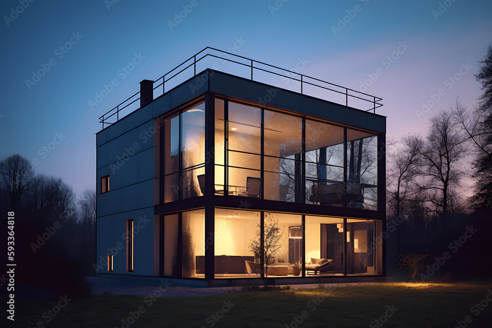 Twilight Bliss: The Mesmerizing Beauty of a Modern Glass House