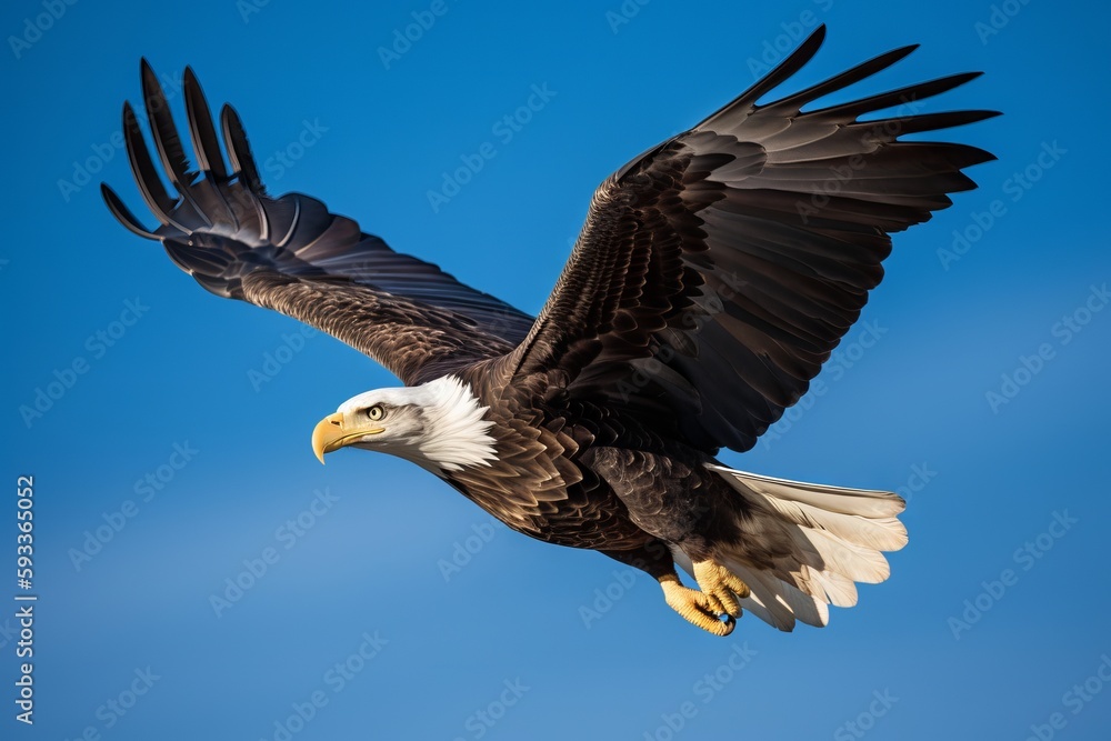 Fototapeta premium Photograph a majestic bald eagle soaring through the sky