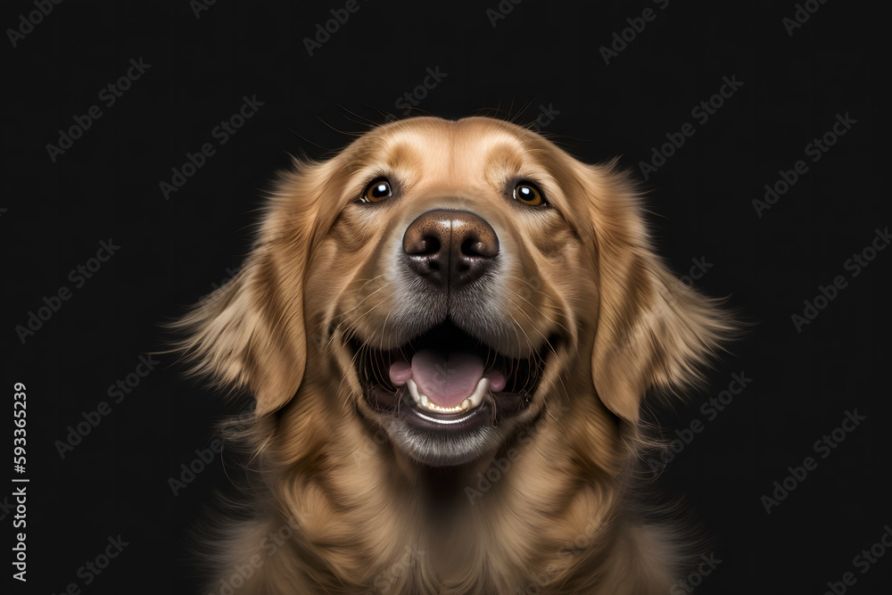 A golden retriever dog with its mouth open