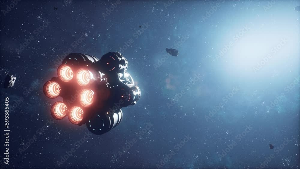 Futuristic concept of a spaceship in the dark universe Futuristic concept of a spaceship in the dark universe