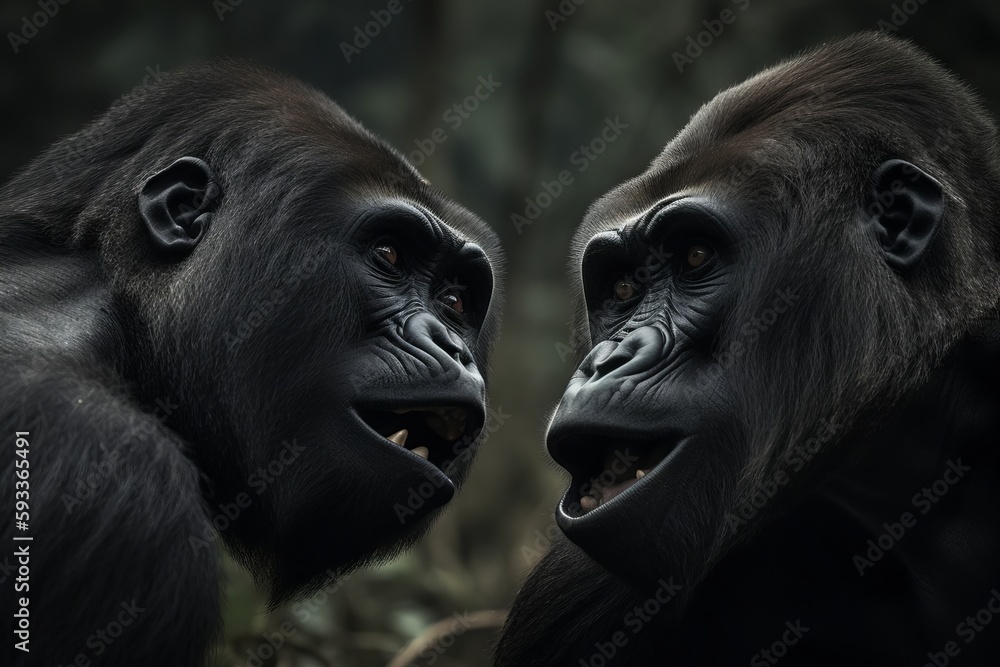 Obraz premium Document the territorial battles between two male gorillas