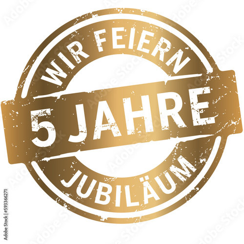 Button Wir feiern 5 Jahre Gold zerkratzt