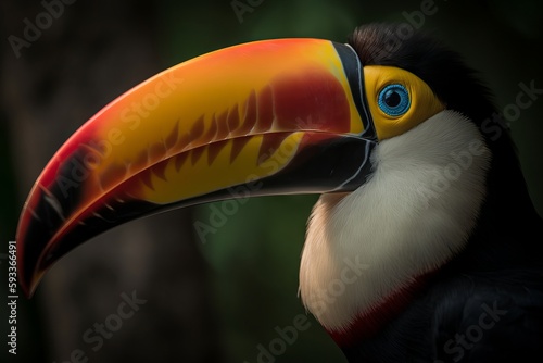 Capture the unique shape and colors of a toucan's beak