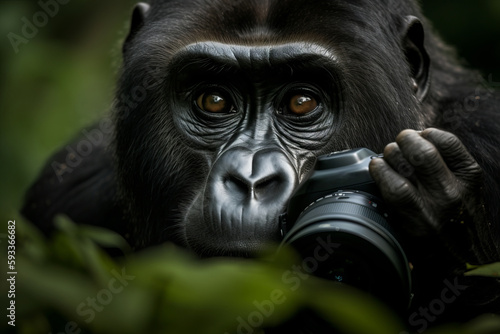 Get up close and personal with a curious gorilla as it investigates your camera