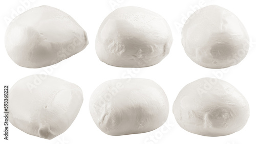 Mozzarella cheese isolated on white background, full depth of field