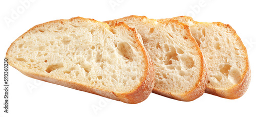 Ciabatta bread isolated on white background, full depth of field