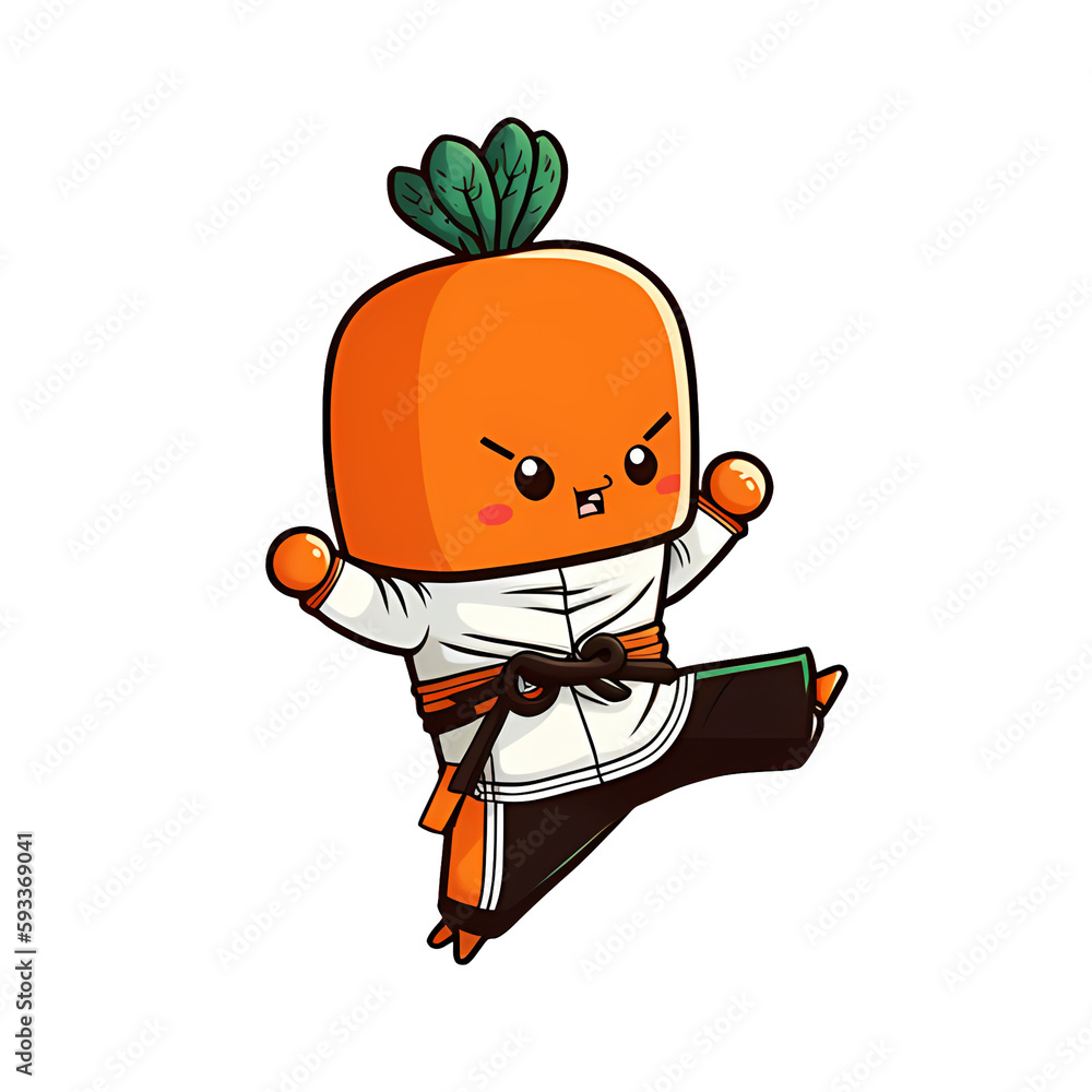Obraz premium Chibi Karate Carrot Throwing a Kick