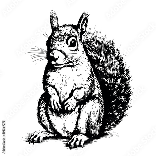 CUTE Squirrel sketch hand drawn illustration Wild animals