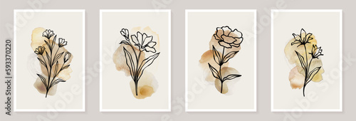 Creative minimalist hand draw Abstract art background. Modern aesthetic illustrations. Bohemian style Collection of contemporary artistic Design for wall decoration, postcard, poster, brochure