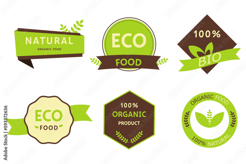 Set of eco food labels Set of eco food labels