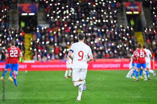 Obraz na płótnie Soccer player with number 9 on his back during the match. w salonie