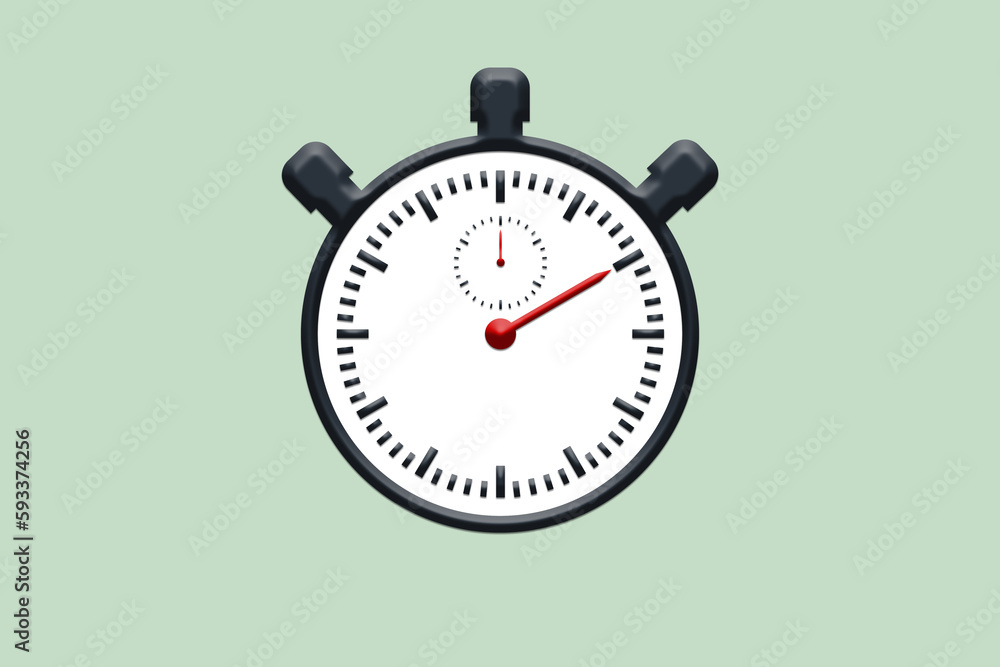Stopwatch in minimal design on green background Stopwatch in minimal design on green background