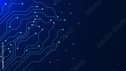 Technology electronic circuit board texture on blue for engineering concept background. High tech template design.