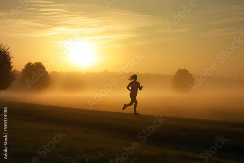 Woman running at sunrise © Cyprien Fonseca