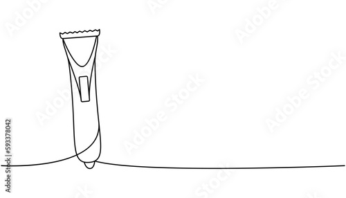 Electric hair clipper, beard trimmer one line continuous drawing. Barber shop and hairdresser tools continuous one line illustration.