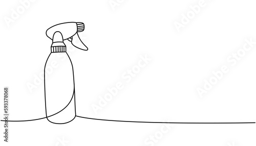 Spray bottle, sprayer one line continuous drawing. Barber shop and hairdresser tools continuous one line illustration. Vector linear illustration.