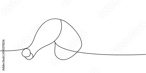 Chicken hindquarter one line continuous drawing. Fresh chicken meat continuous one line illustration. Vector minimalist linear illustration.