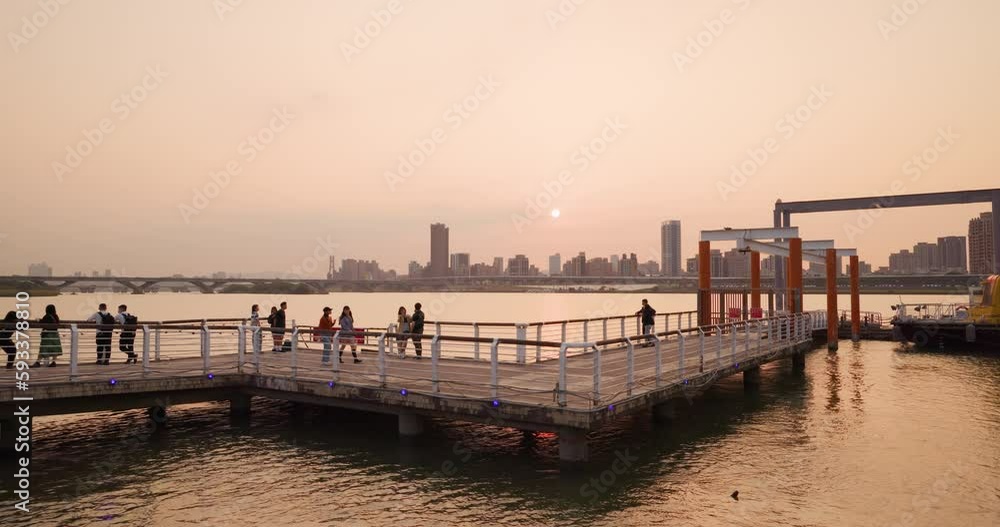 Dadaocheng pier in Taipei city at sunset time Dadaocheng pier in Taipei city at sunset time