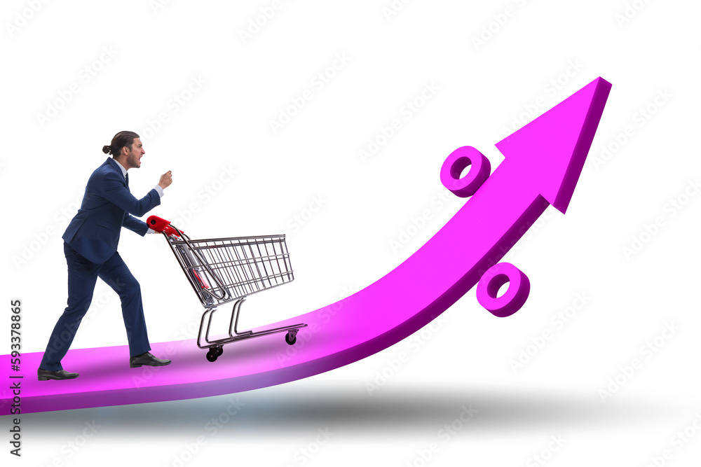 Man in high grocery inflation concept Man in high grocery inflation concept