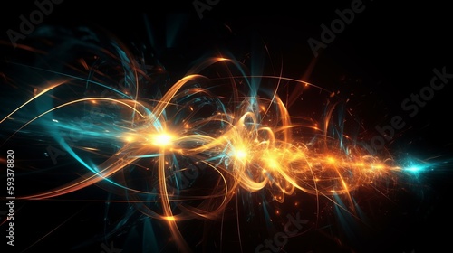 Energetic Fire Twirl in Blue and Orange, an Abstract Intricate Interplay, AI Generative