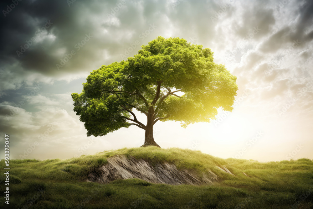 Fototapeta premium Green enterprises that rely on renewable energy can reduce climate change and global warming. For a clean and environmentally beneficial environment. High quality generative ai