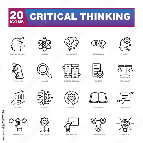 Critical thinking Vector Illustration concept. Simple line critical thinking icon for templates, web design and infographics