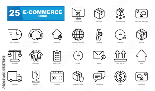 E-commerce line icons set. Online shopping icon.