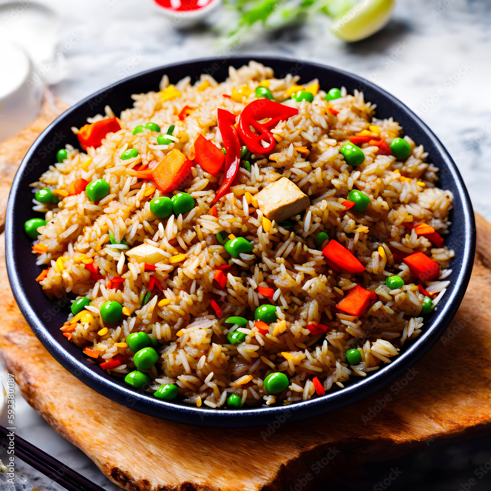 Gourmet fried rice chicken chillis and vegetables Generative Art Gourmet fried rice chicken chillis and vegetables Generative Art