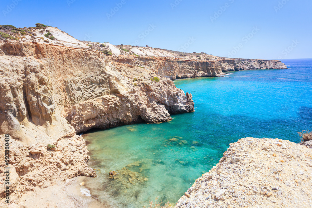 Tsigrado beach of Milos island in Greece