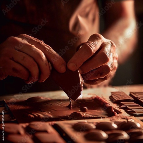 chocolatier making handmade chocolates photo