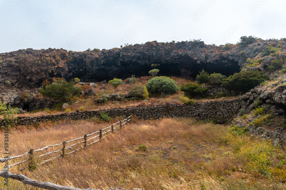 El Hierro Island. Canary Islands, landscape at the entrance of the Virgen cave, El Caracot