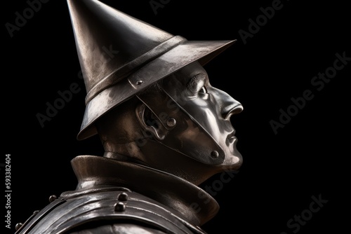 Tin man statue. Silver statue.