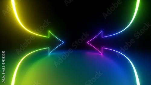 Tableau sur toile 3d render, abstract minimalist colorful background